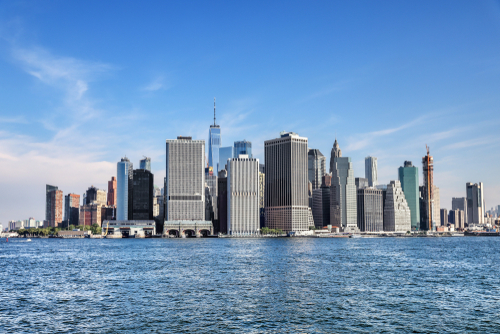 colorful daytime panorama view of the New York City Manhattan