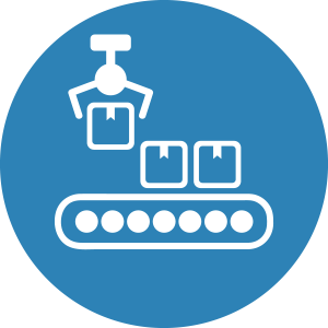 Conveyor line icon, production, manufacturing