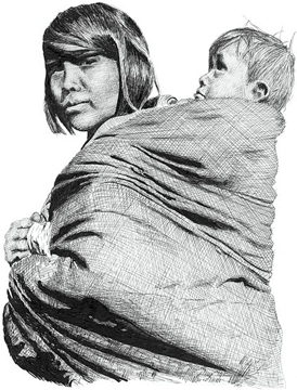 Sioux woman with child