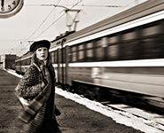 Girl waiting for train