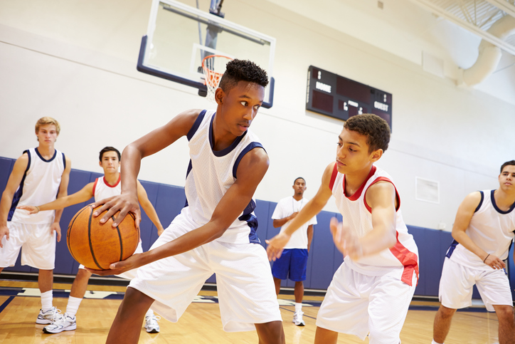 playing basketball
