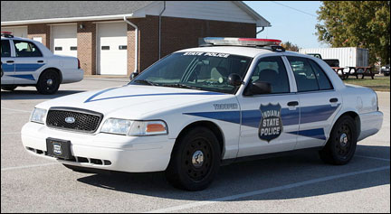 Indiana State Police cruiser parked