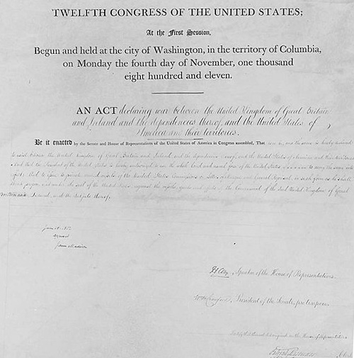 US Declaration of War against the United Kingdom, War of 1812
