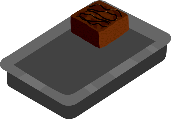 Pan of brownies with 1 brownie and 5 empty spots.