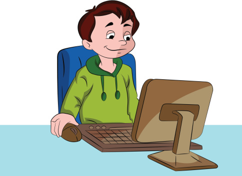 boy using his computer