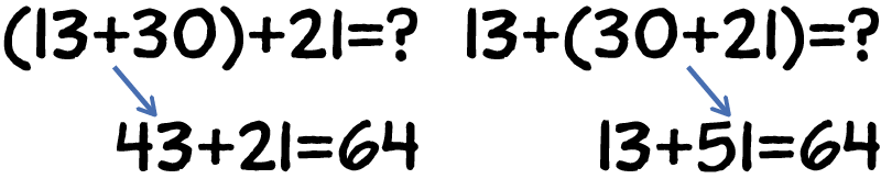 using the associative property with an equation