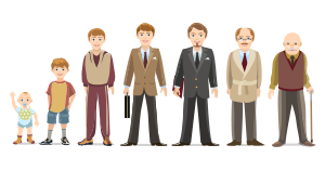 Generation of men from infants to seniors. 