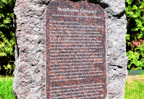 Granite monument commemorating the Mayflower Compact