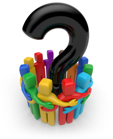 People with question. Teamwork metaphor