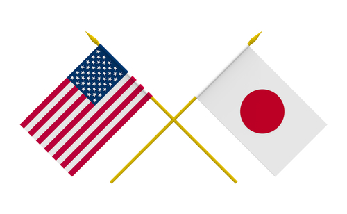 Flags of Japan and USA