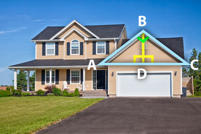house with triangle drawn above garage