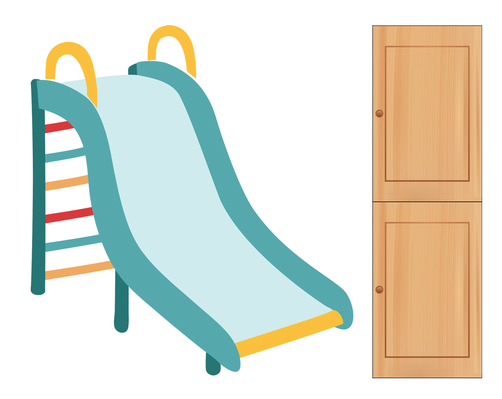 slide next to two kitchen counters