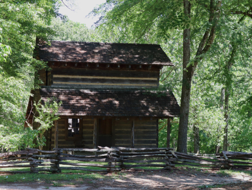 An 1800s log home on a farm