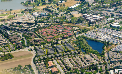 aerial image of urban sprawl in Northern California leading to loss of habitat for wildlife.
