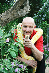 Man holding snake