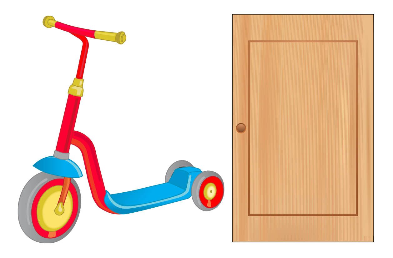 scooter next to kitchen counter