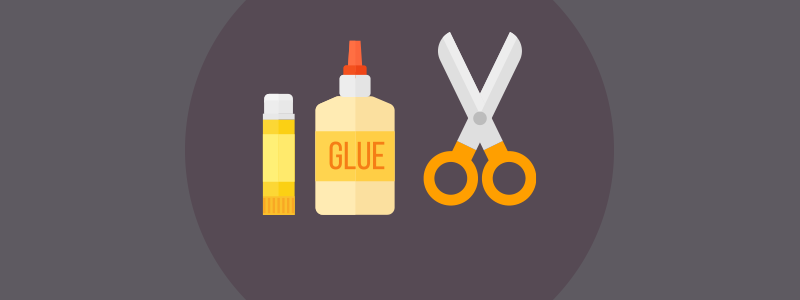 banner with glue and scissors