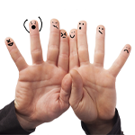 Expressive fingers on white background