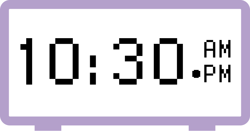 digital clock showing 10:30 PM.