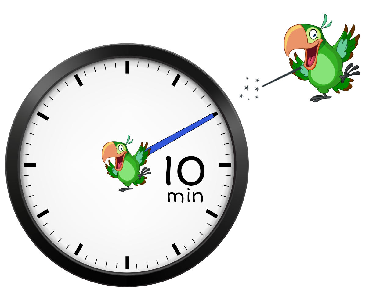 clock with minute hand on 10 minutes