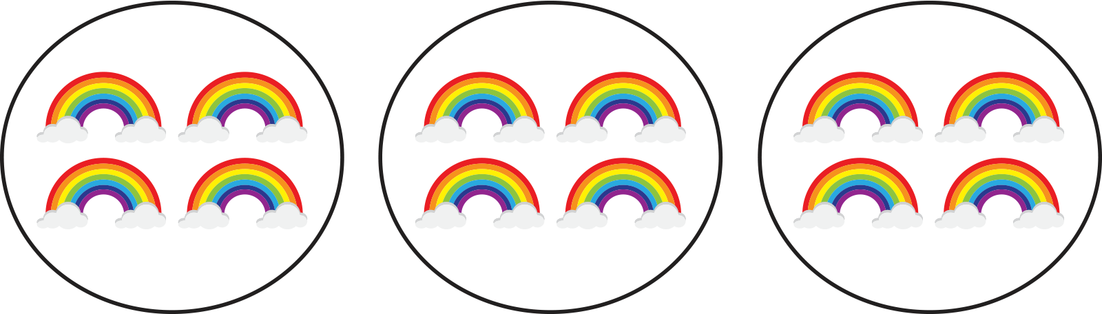 three groups of four