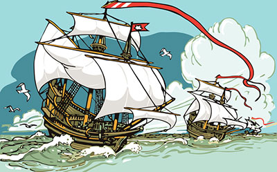 illustration of ship sailing