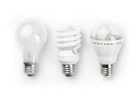 three kinds of light bulbs