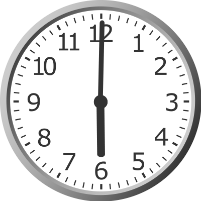analog clock showing 6:00