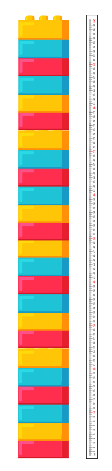 stacking bricks next to meter stick