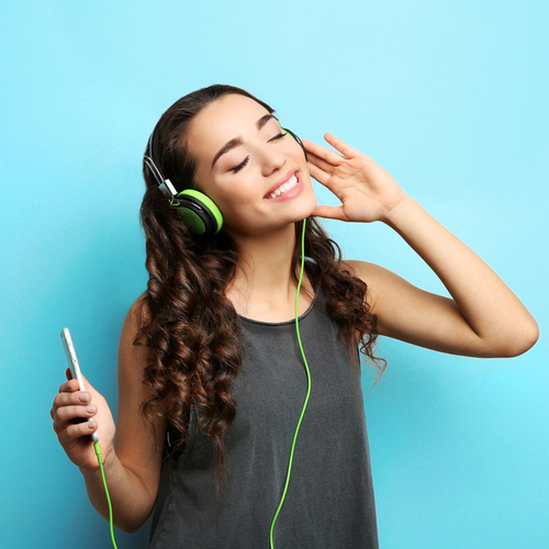 Woman listening to music