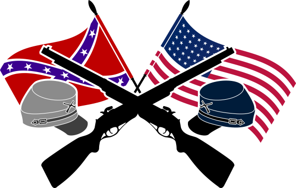 Confederate flag and Union flags