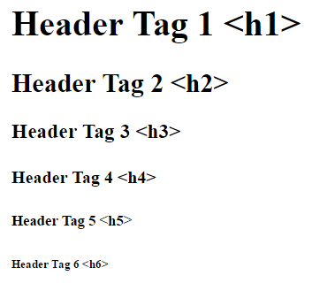 header tag listing