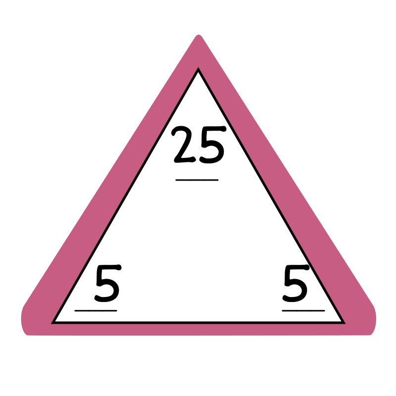 fact family triangle - top: 25, bottom left: 5, bottom right: 5