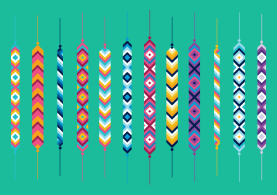 Set of friendship hippie bracelets.