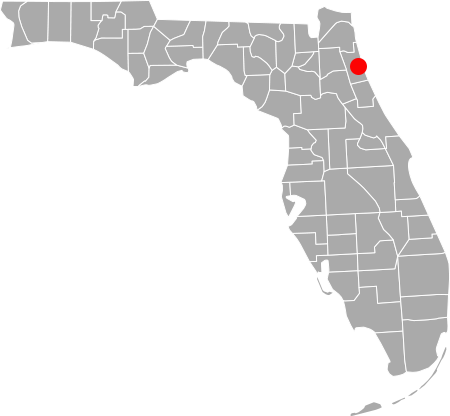 Map of Florida with St. Augustine marked.