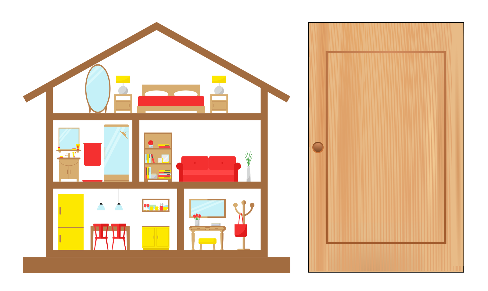 doll house next to door