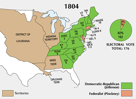 U.S. Electoral map in 1804