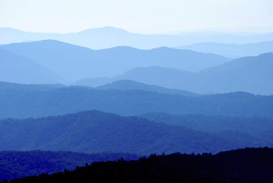 blue-tinted hills