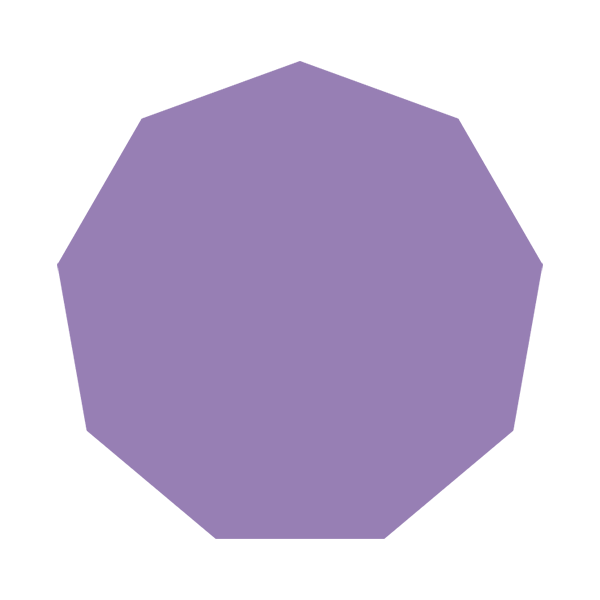 a polygon with 9 sides and 9 angles, shaped like a nonagon.