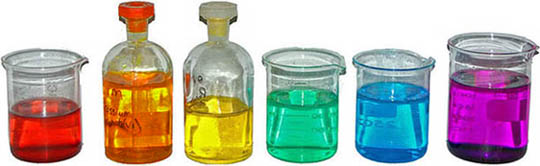 Colored transition metal solutions