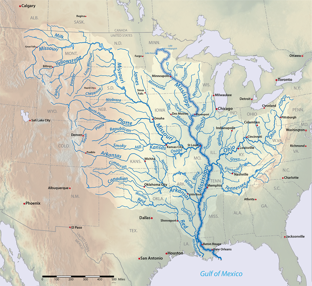 Map of the Mississippi River Basin.