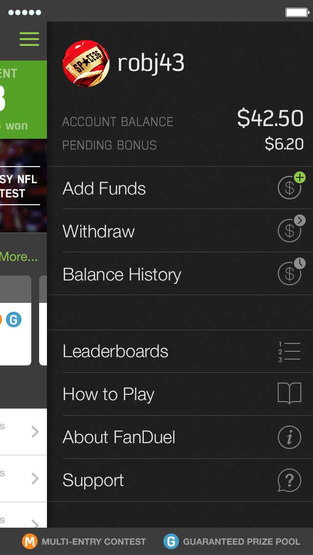 FanDuel App for iPhone FanDuel