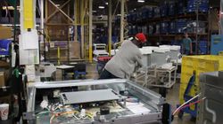 Built-in Advantium/wall oven combo factory line b-roll