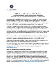 GE Appliances Offers Connected Water Systems With Leak Alerts and Remote Water-Shutoff Capabilities