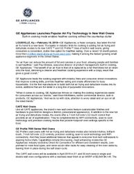 Oven with Air Fryer Press Release