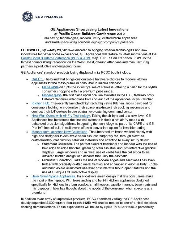 GE Appliances Showcasing Latest Innovations 