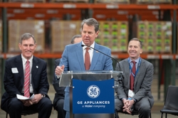GA Gov Kemp addresses crowd during opening of GEAs Southern Logistics Center
