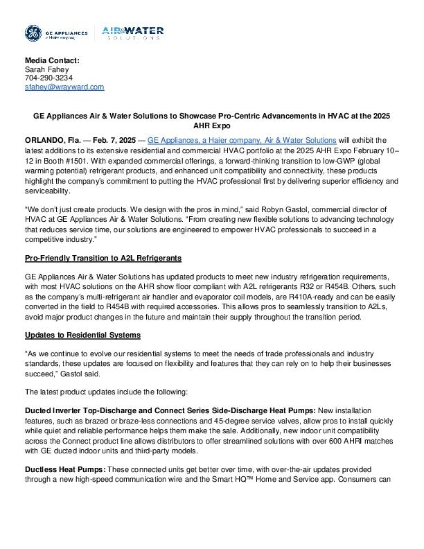 Ahr Expo 2025 Hvac Updates Final Ge Appliances