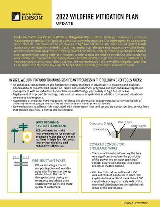 2022 Wildfire Mitigation Plan Fact Sheet