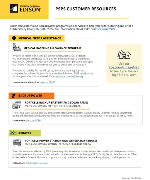PSPS Customer Resources cover